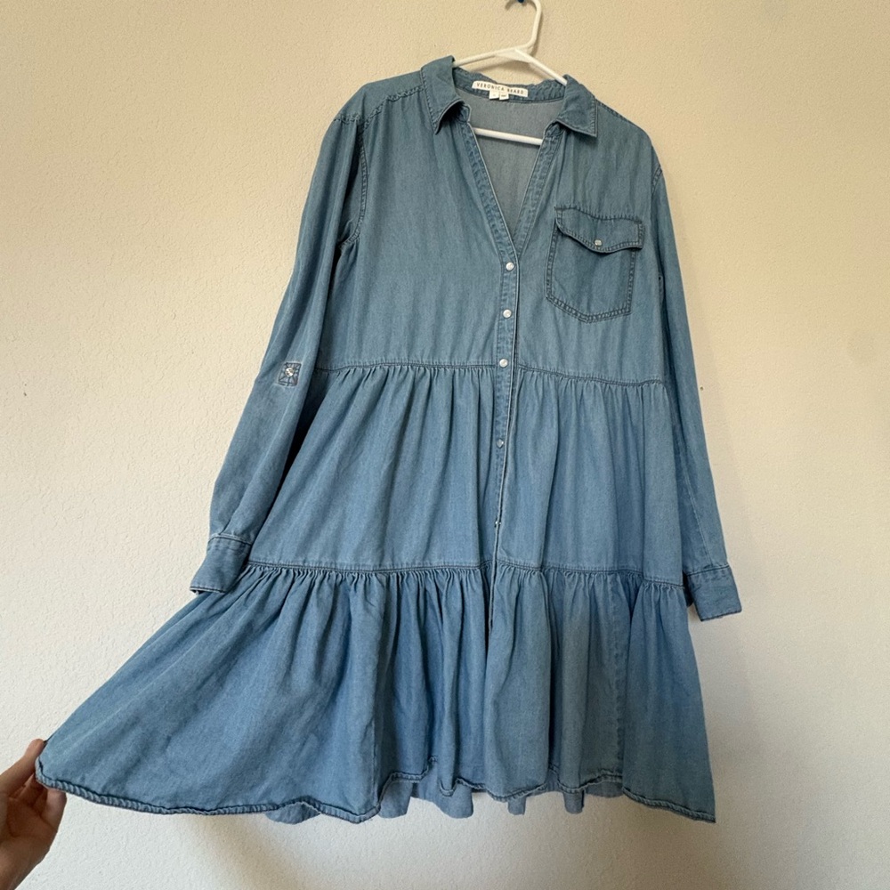 VERONICA BEARD Denim Mini Long-Sleeve Parkton Shirt Dress - Picture 5 of 8